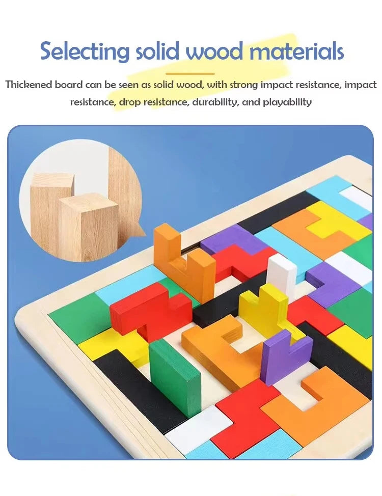 Montessori Wooden Puzzle Blocks – Brain-Boosting 3D Fun!