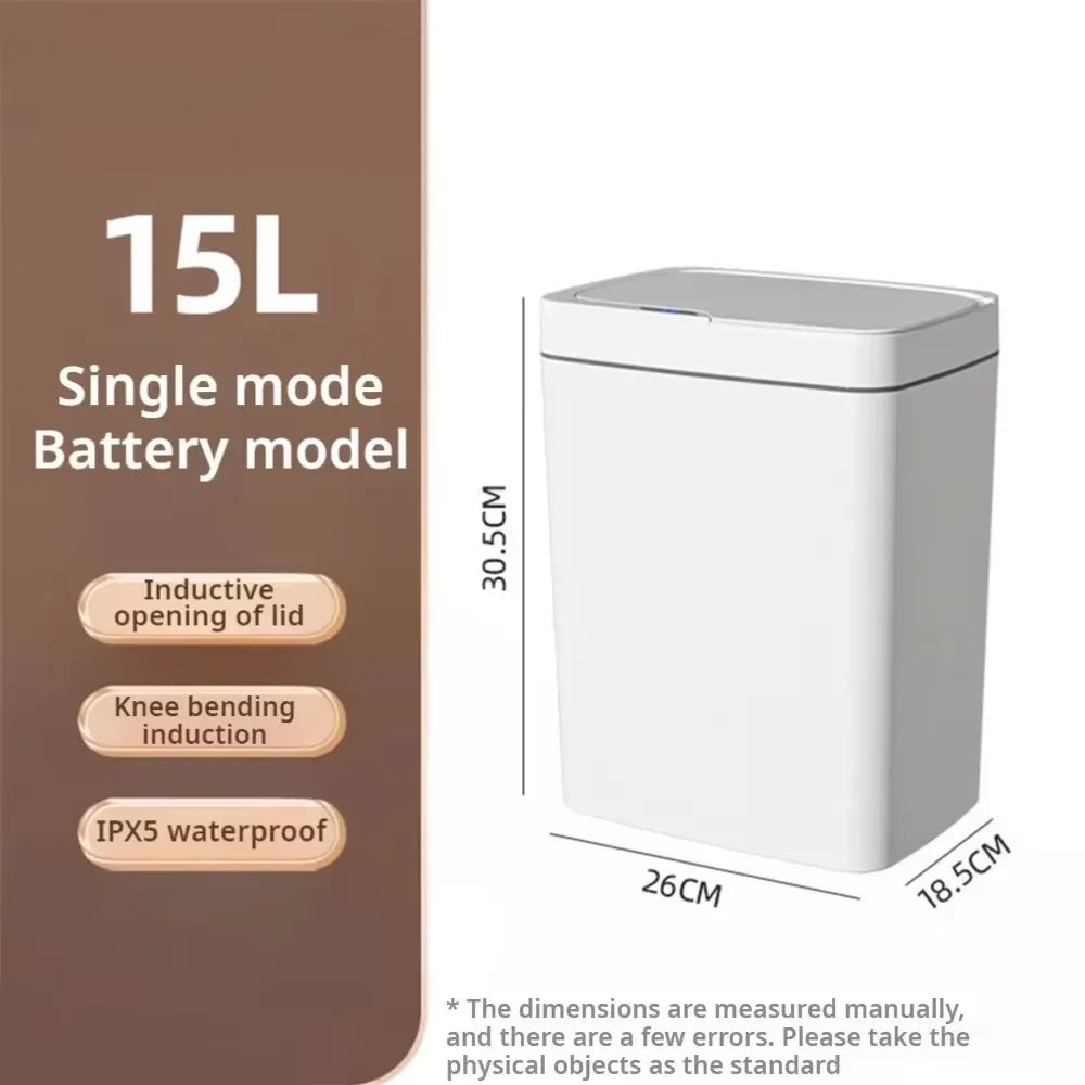 15L White Smart Sensor Trash Can – Auto Bagging