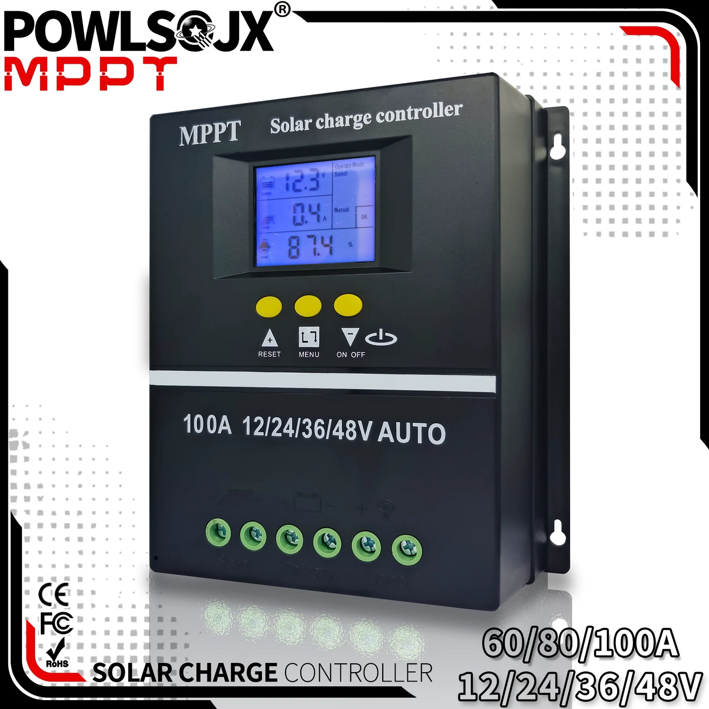 POWLSOJX MPPT 100A Solar Charge Controller