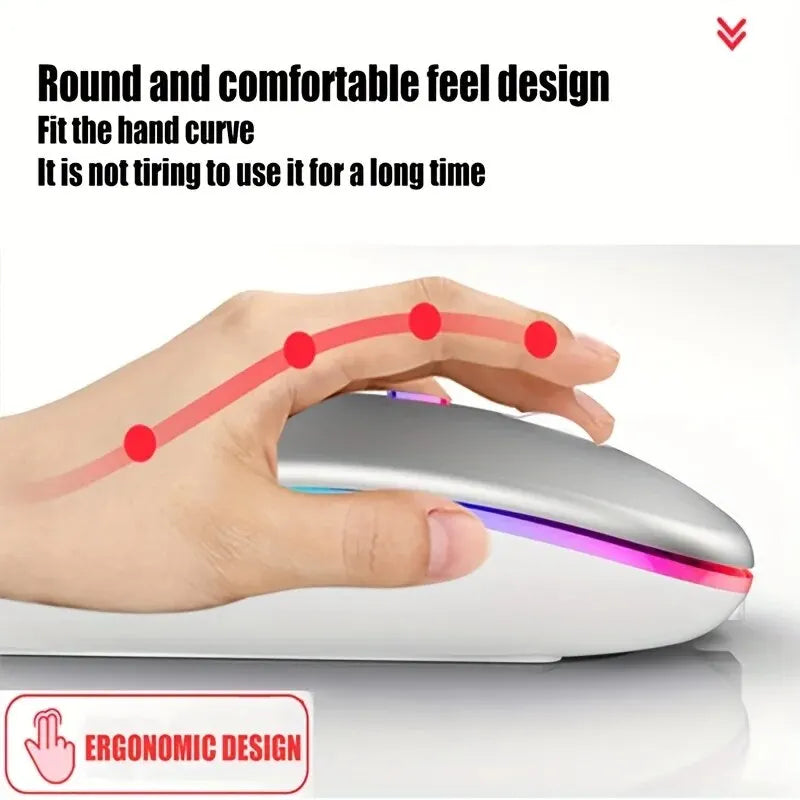 Wireless Mouse Gaming Backlight USB Compatible RGB Rechargeable