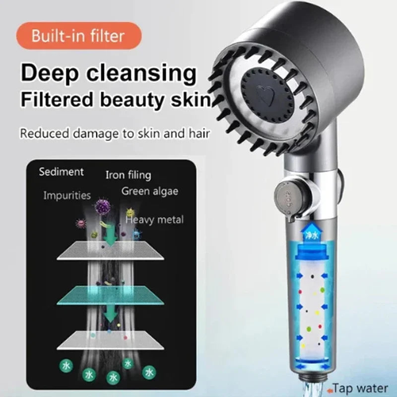 4 Modes Shower High Pressure Massage Shower Head With Filter Element