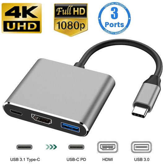3 in 1 USB Hub USB C to Type-C to HDMI - to USB 3.0