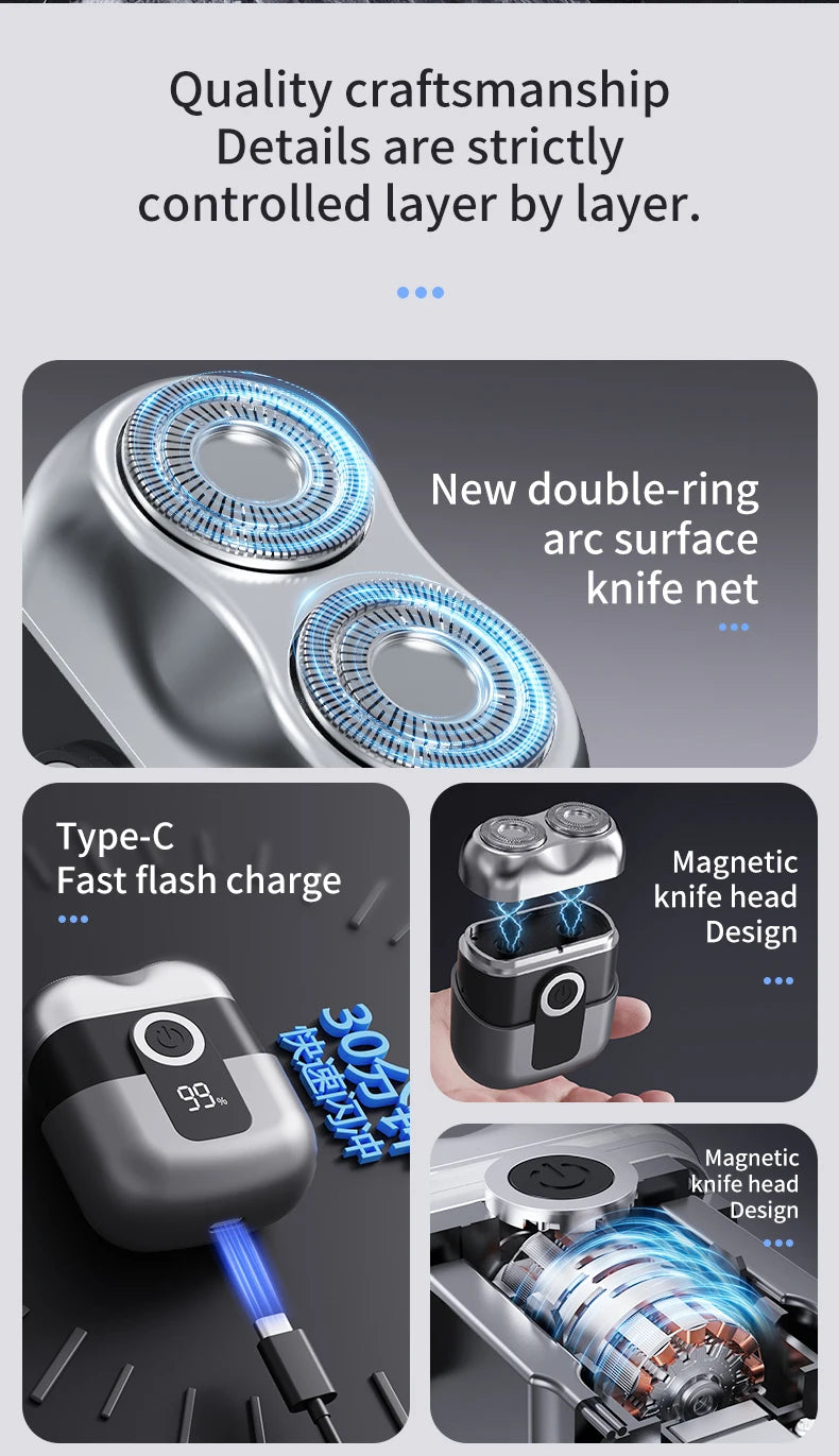 Electric Smart Rechargeable Dual Blade Shaver