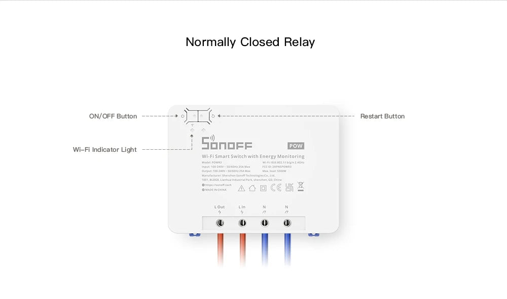 SONOFF POWR3 25A High Power Smart WiFi Switch