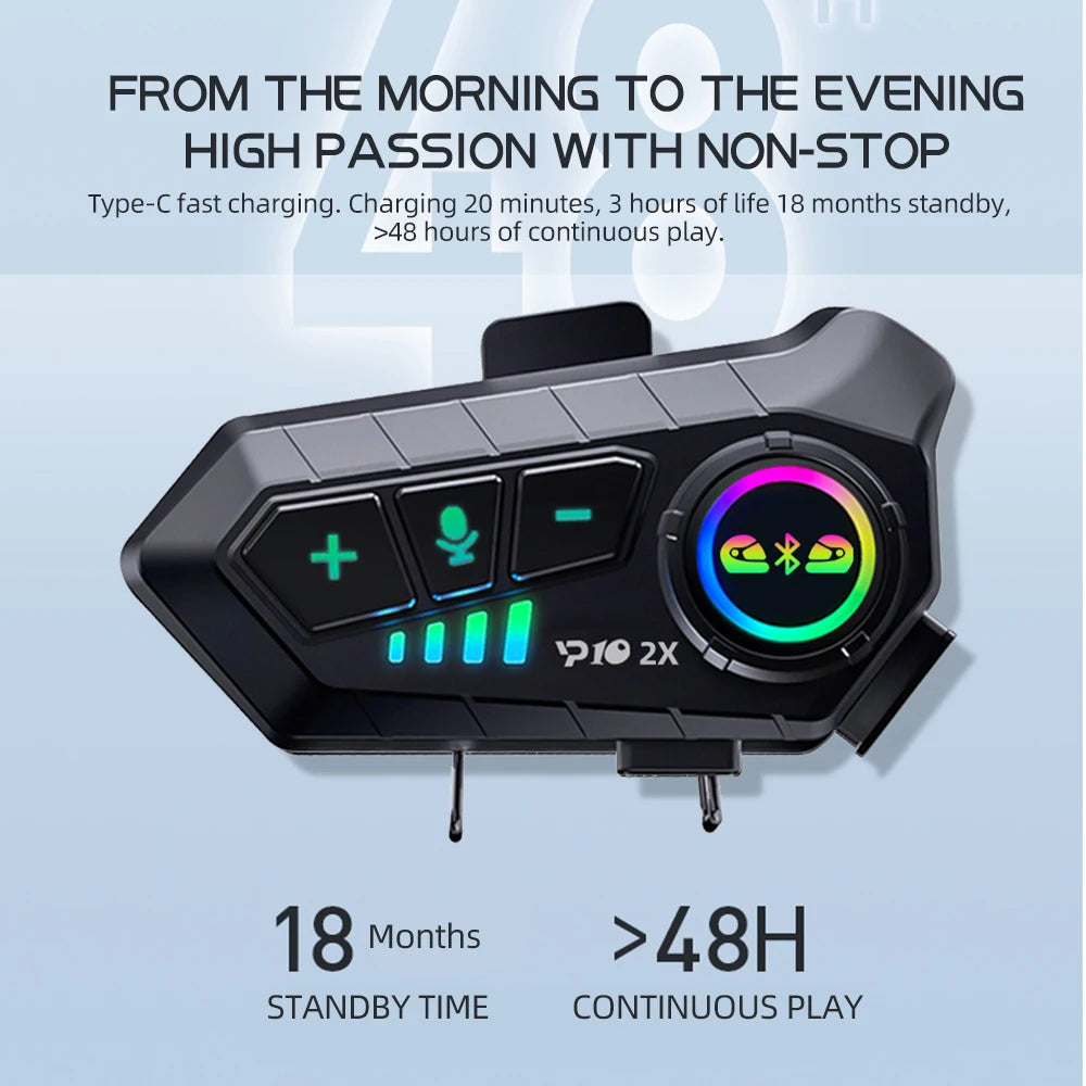 Kebidumei YP10 Bluetooth 5.3 Motorcycle Intercom