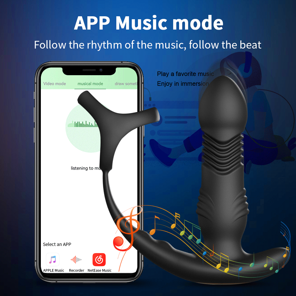 Wireless Thrusting Anal Vibrator with Cock Ring