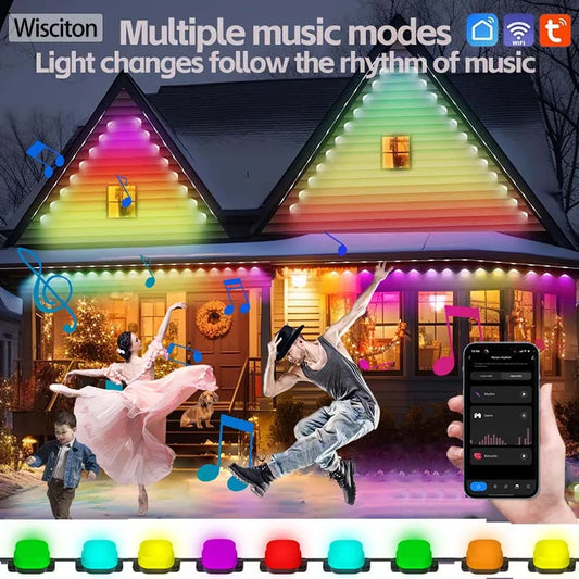 Smart WIFI RGBIC Lawn & Eaves Light – Waterproof Party Decor