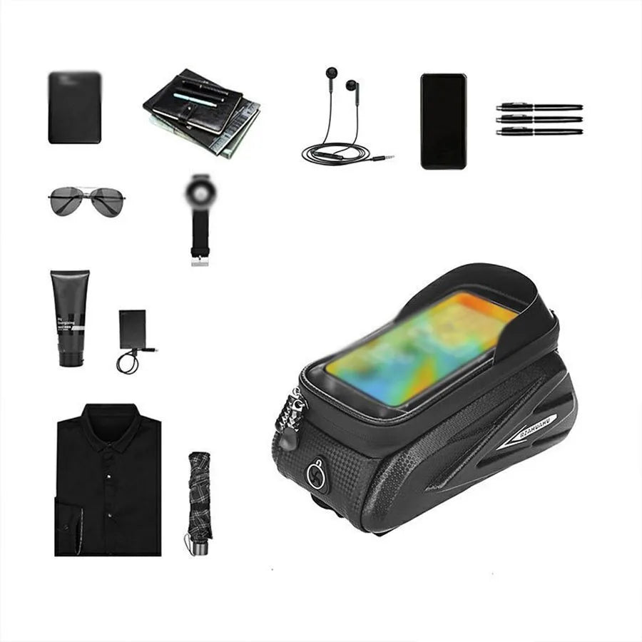 Waterproof Front Beam Bike Bag with Phone Holder