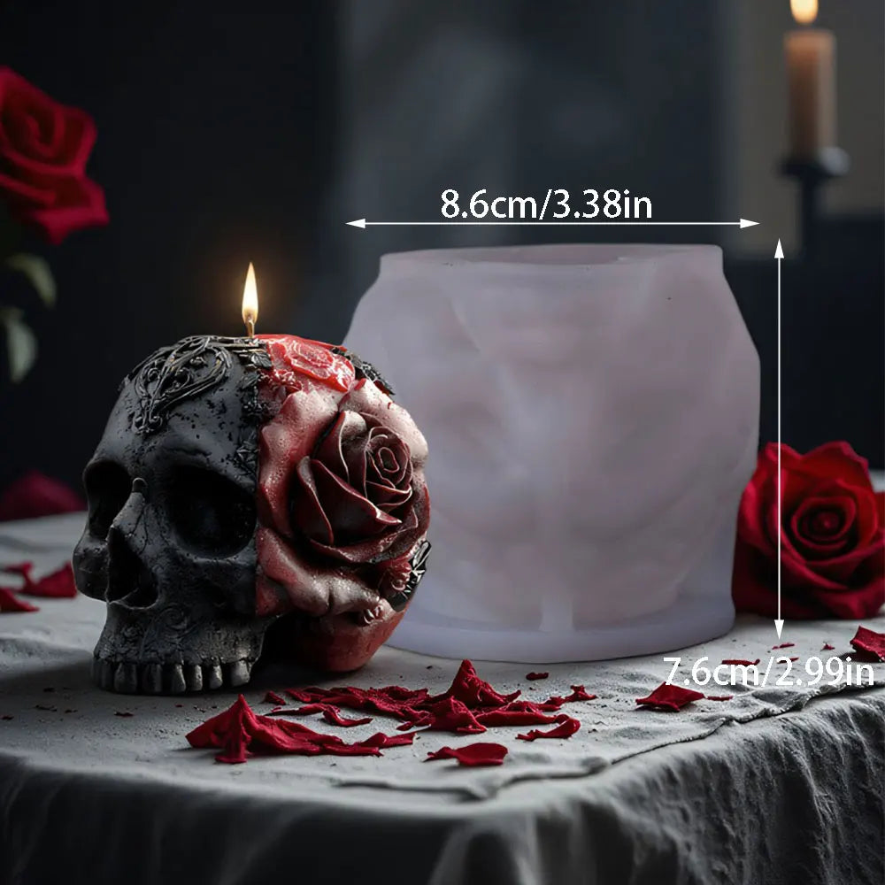 Relief Rose Skull Silicone Candle Mold Gothic Decor