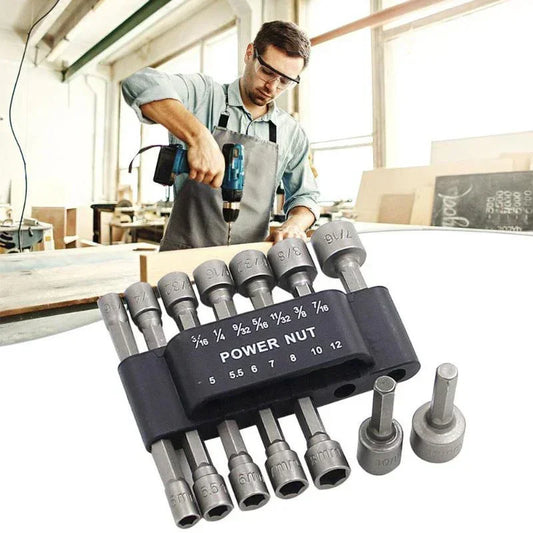 Power Nuts Driver Drill Bit Tools Set SAE and Metric Socket Wrench Screw.
