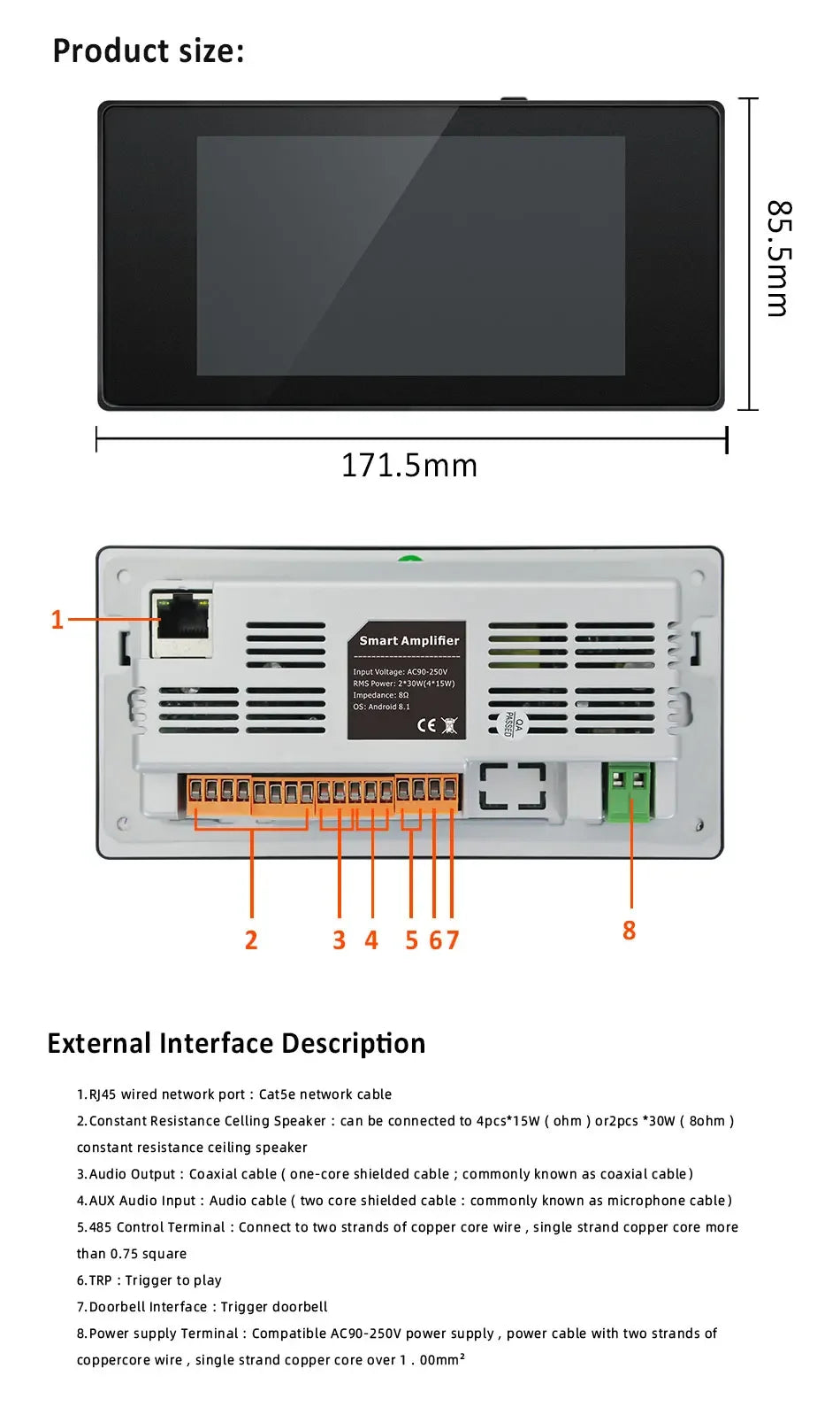 Smart WiFi Amplifier with Touchscreen – Android 8.1