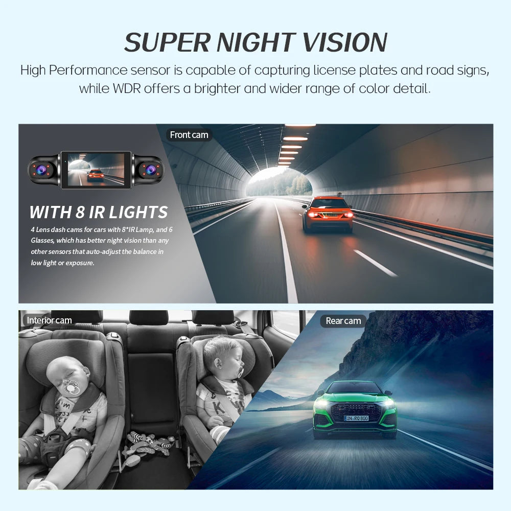 360° Dash Cam with 64GB, WiFi, GPS – Car DVR Recorder