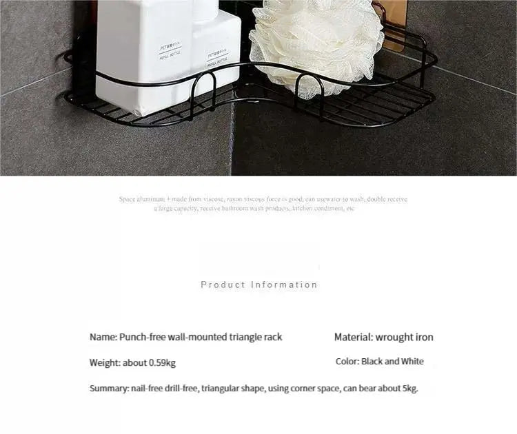 No-Drill Wall-Mounted Corner Shelf – Versatile Storage