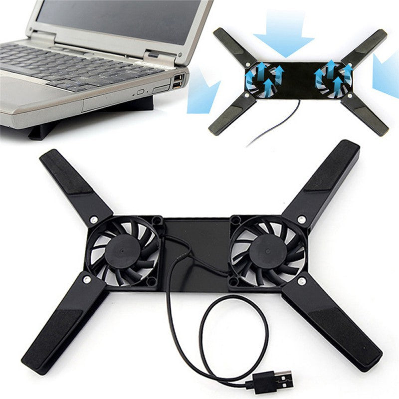 USB Laptop Cooling Pad – Dual-Fan Stand for 7–15”