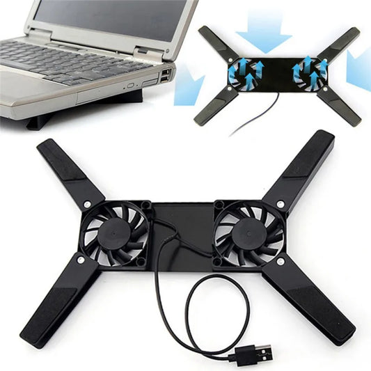 USB Laptop Cooling Pad – Dual-Fan Stand for 7–15”