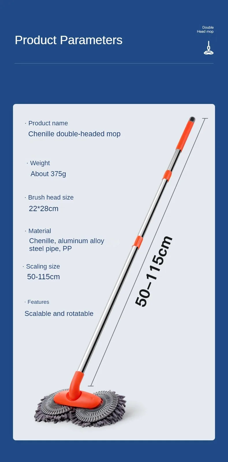 Telescopic Double-Head Car Wash Mop