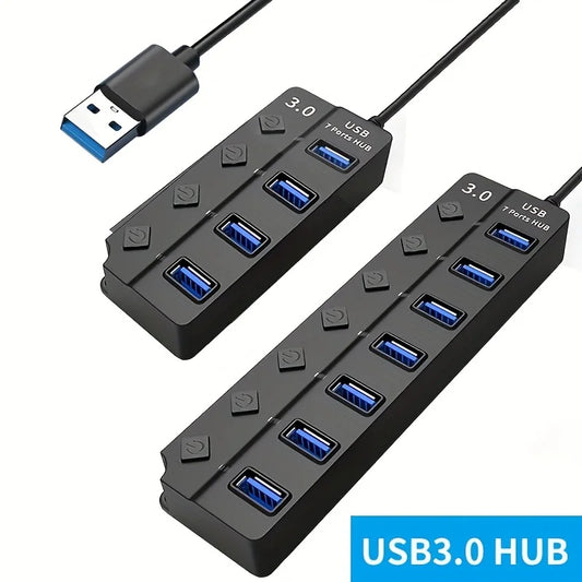 4/7-Port USB 3.0 Hub with Switches - Clickilix
