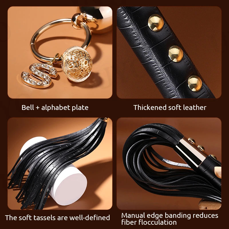 Vintage BDSM Leather Whip with Rivets