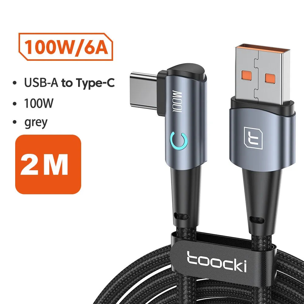 USB C Cable 90 Degree 100W 6A Fast Charging Cord