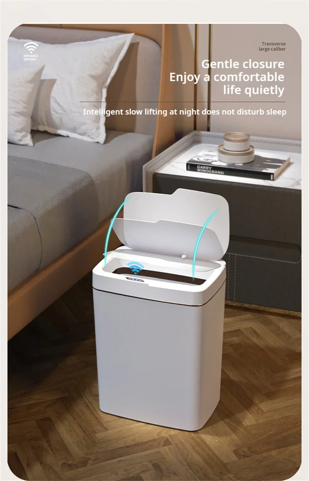 15L Smart Bathroom Trash Can Touchless Auto