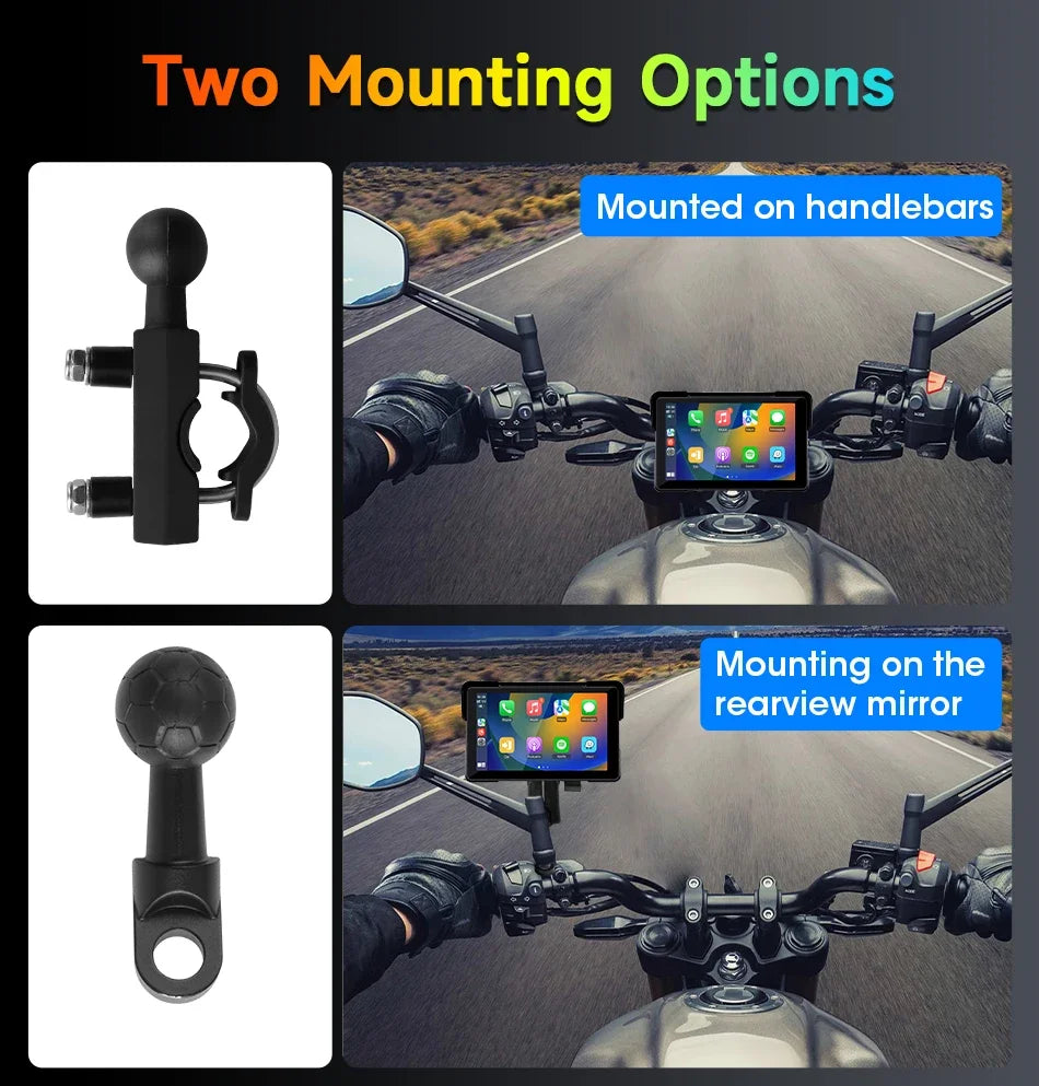 5‑7″ Waterproof Motorcycle CarPlay/Android Auto GPS