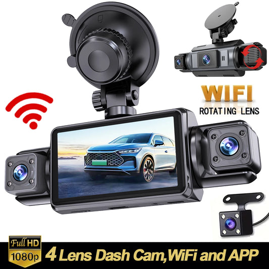 4-Channel WiFi Dash Cam with 360° Night Vision