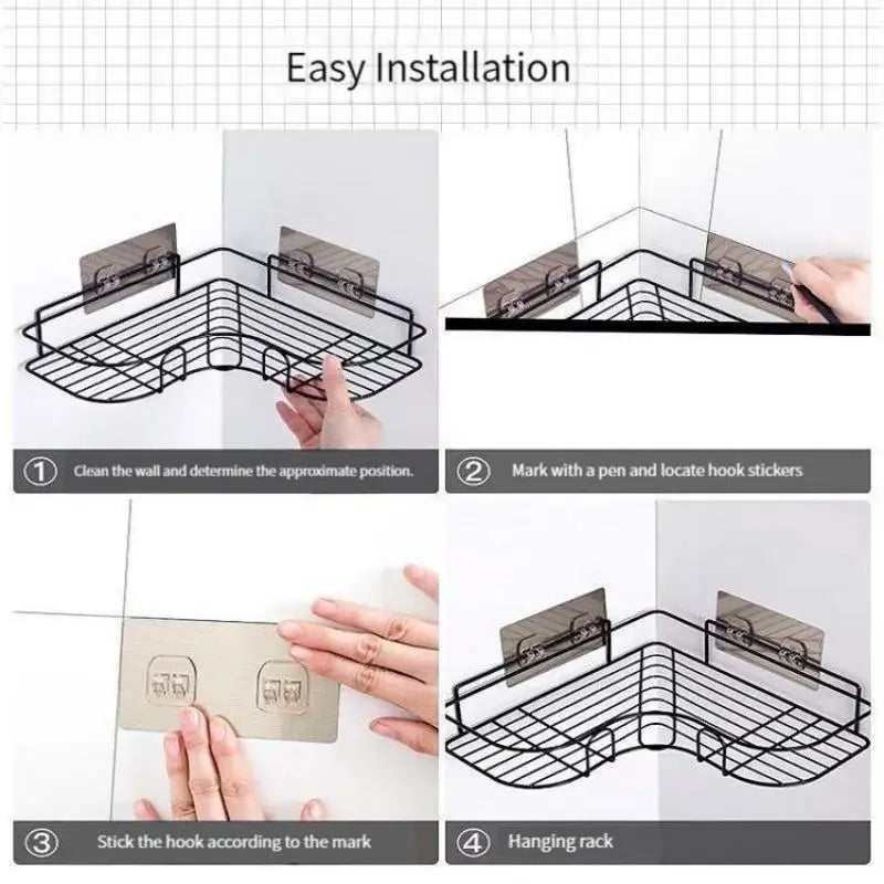 No-Drill Wall-Mounted Corner Shelf – Versatile Storage