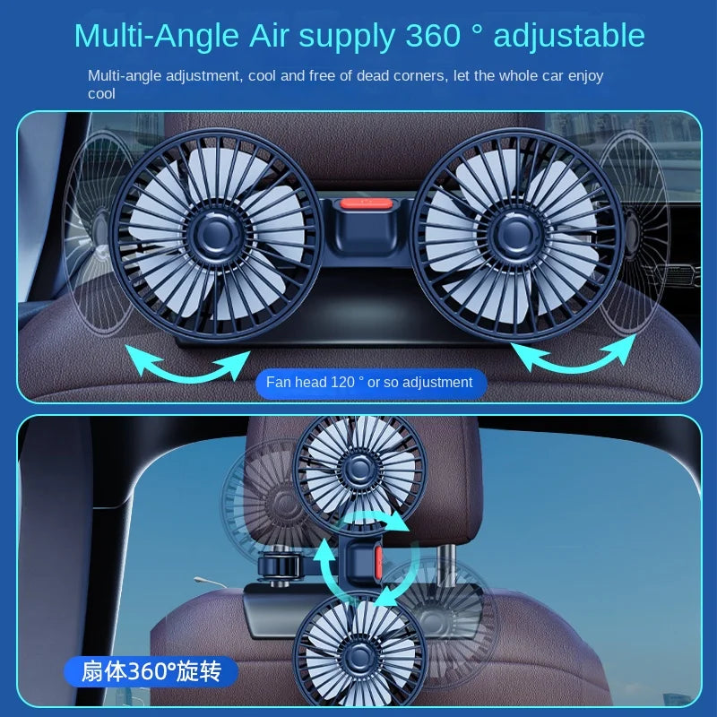 Dual Head Car USB Cooling Fan 3-Speed