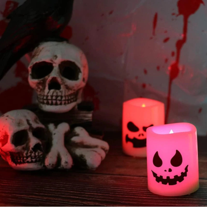 Halloween LED Ghost Pumpkin Candle Lights (6pcs)