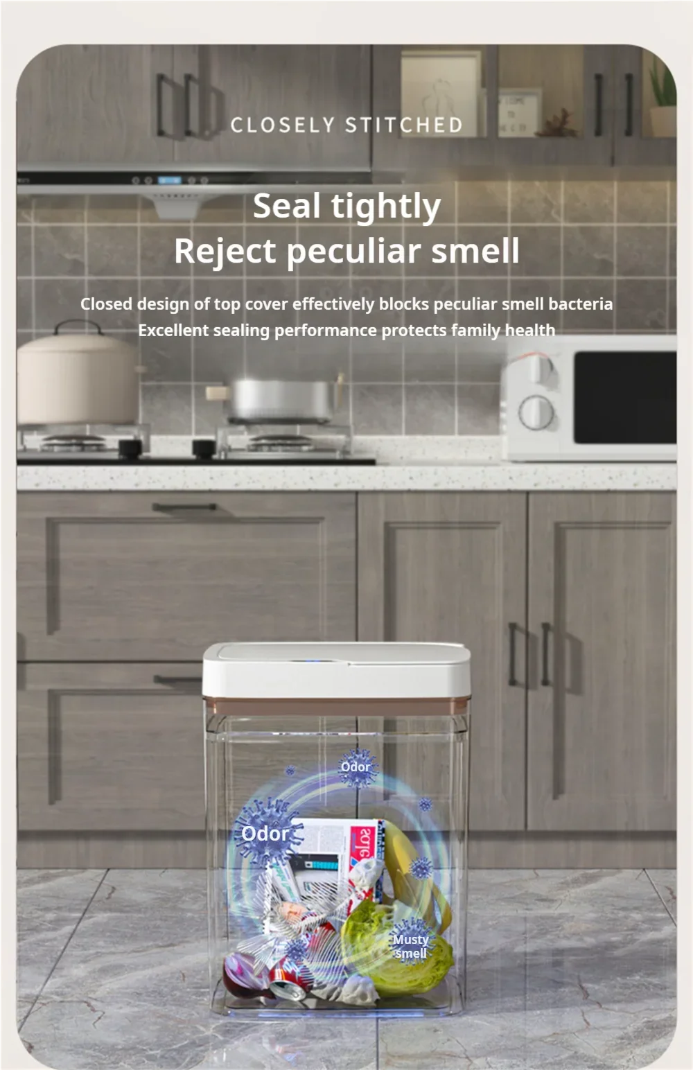 15L Smart Bathroom Trash Can Touchless Auto