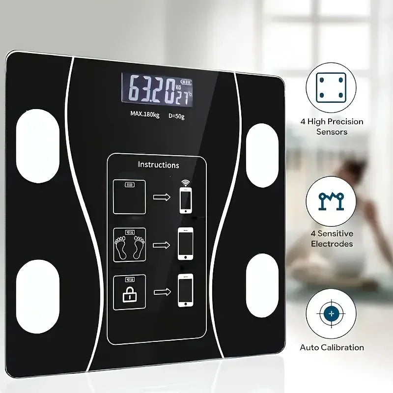 Smart Bathroom Scale with LED Display Glass