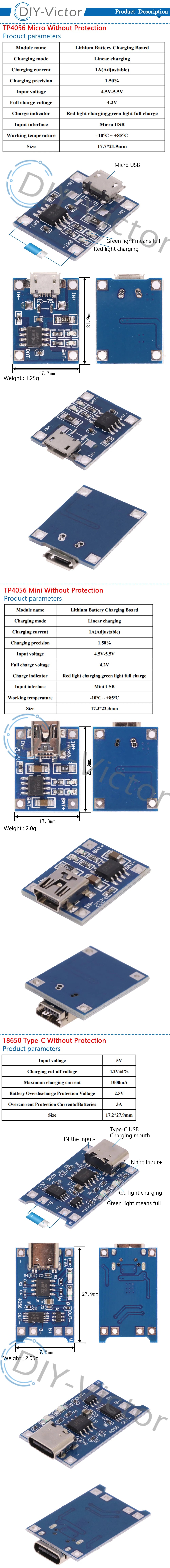 3.7V Li-ion/Lipo Battery Charger with Protection Board