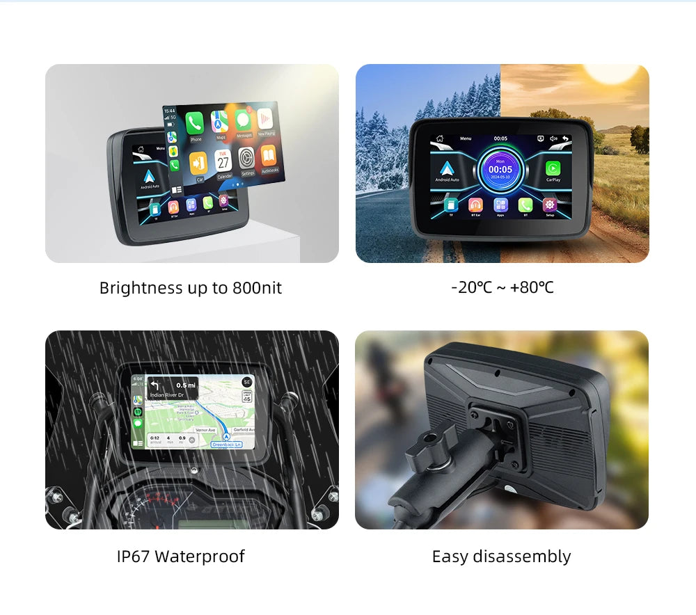 EKIY 5″ Wireless CarPlay & Android Auto GPS Display