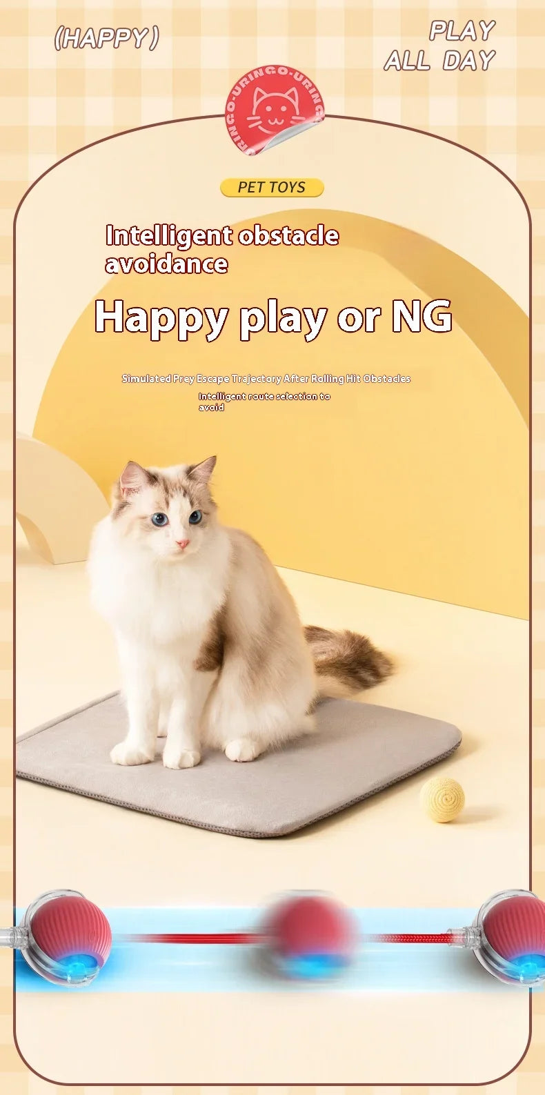 Smart Rolling Cat Toy Ball USB Rechargeable