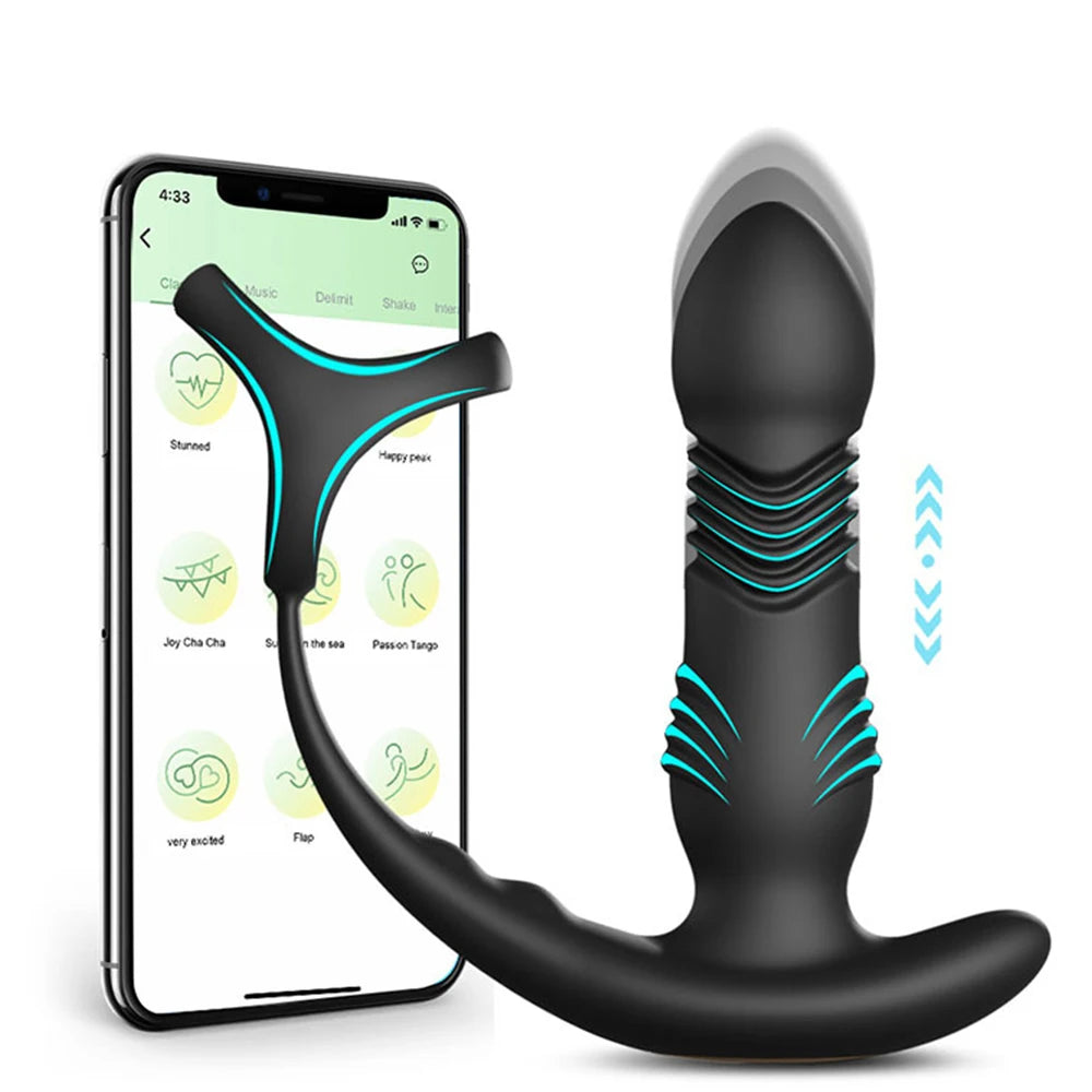 Wireless Thrusting Anal Vibrator with Cock Ring