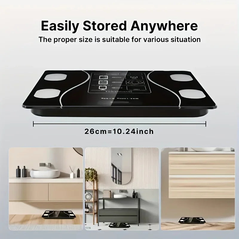 Smart Bathroom Scale with LED Display Glass
