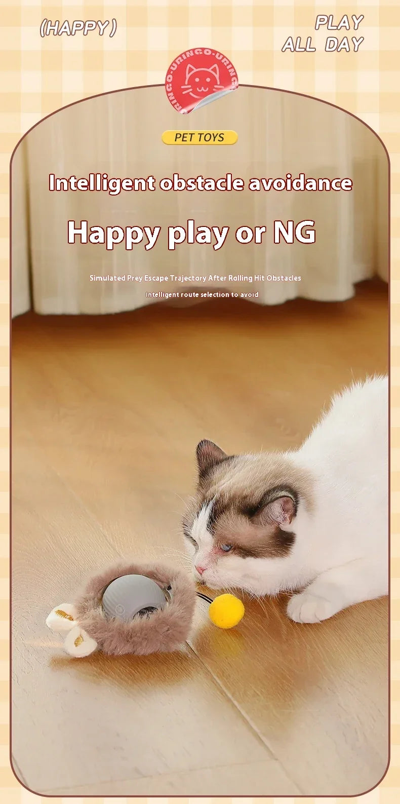 Smart Rolling Cat Toy Ball USB Rechargeable