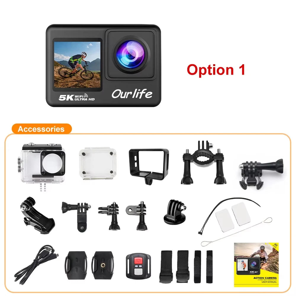 Shoot in ultra clarity with this 5K dual-screen action camera!