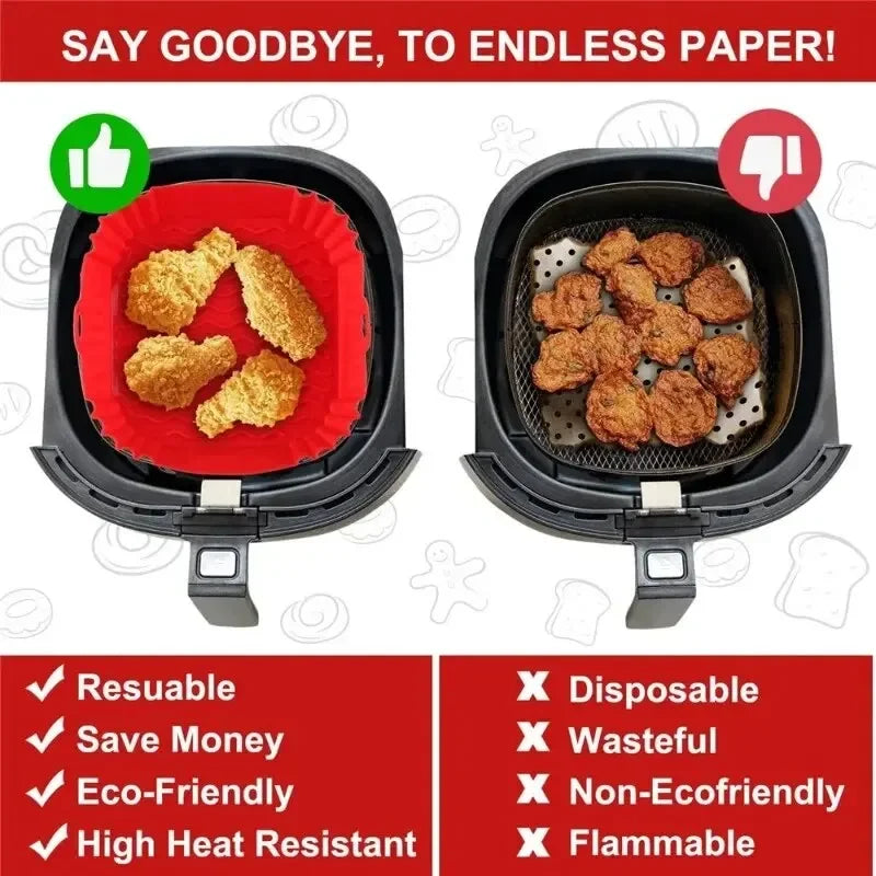 Reusable Silicone Airfryer Pan Liner – Easy Cleaning & Versatile Use