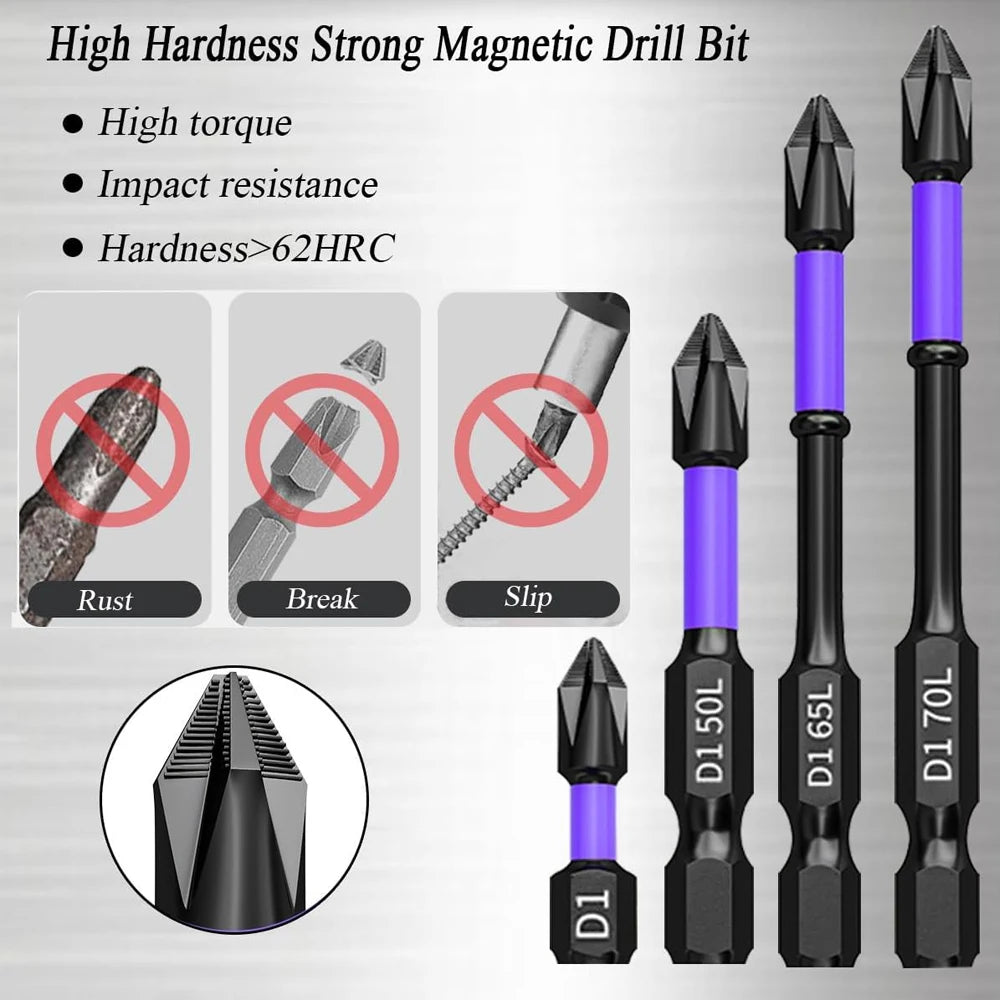 Power up with magnetic screwdriver bits, 6 or 12 pcs!