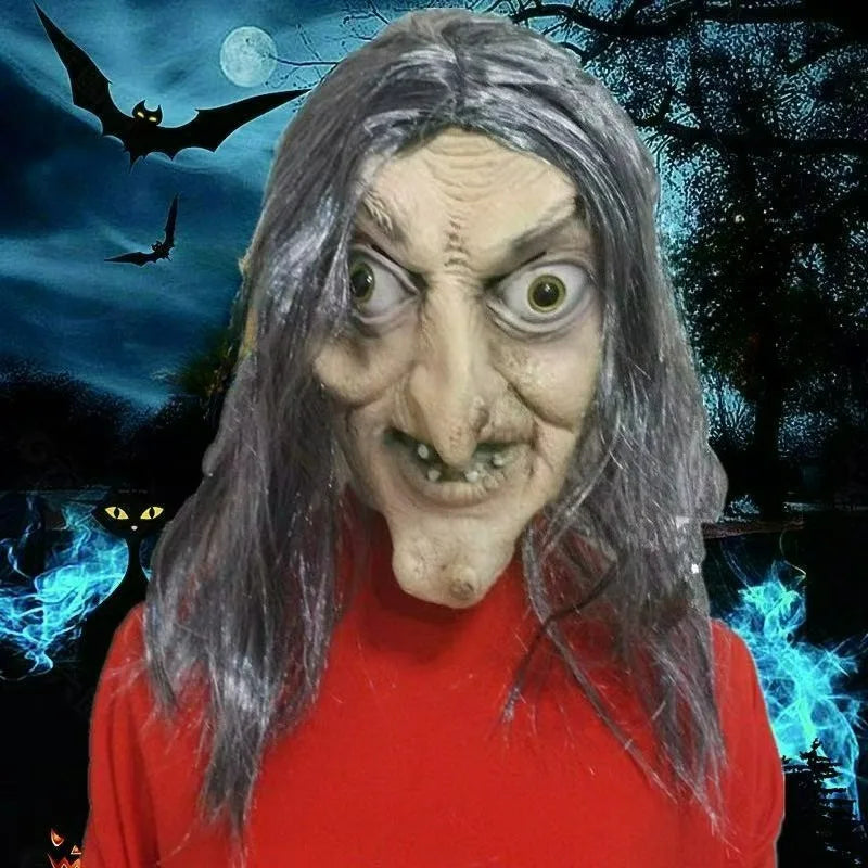 Halloween Old Demon Full Face Mask – White Vampire Horror Prop