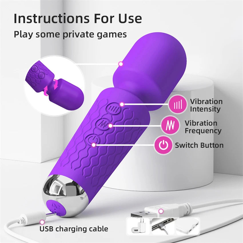 Powerful Dual Motor Silicone Dildo Vibrator Wand