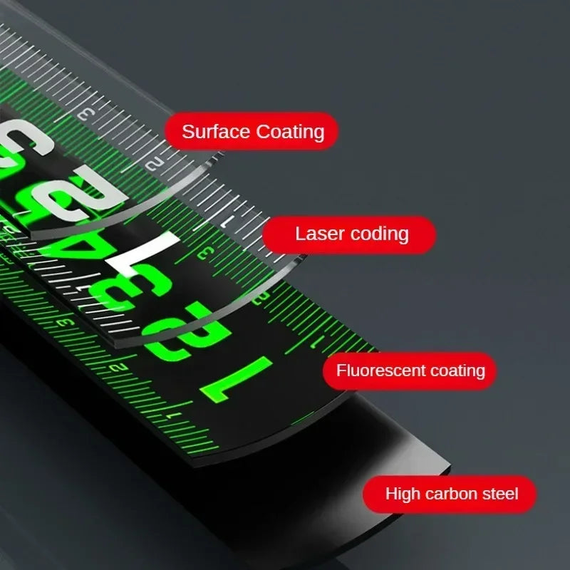 Measure accurately with this fluorescent steel tape!