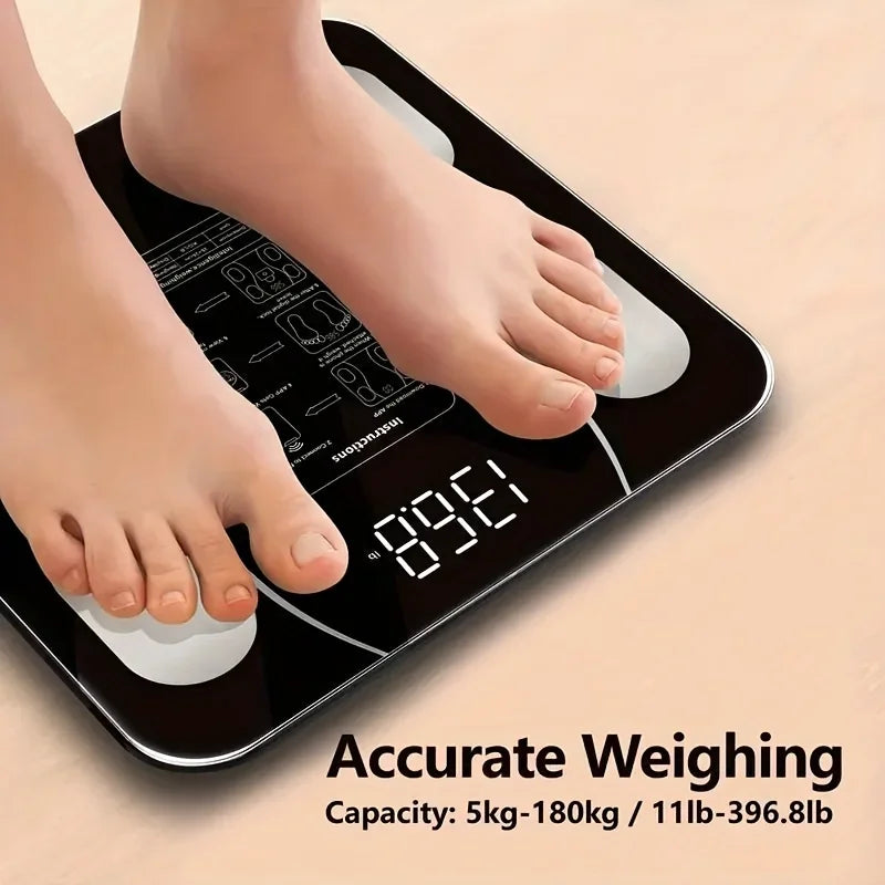 Wireless Smart Body Fat Scale – Black Digital Display