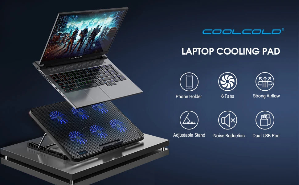 Keep your laptop cool with Coolcold’s 6-fan pad!