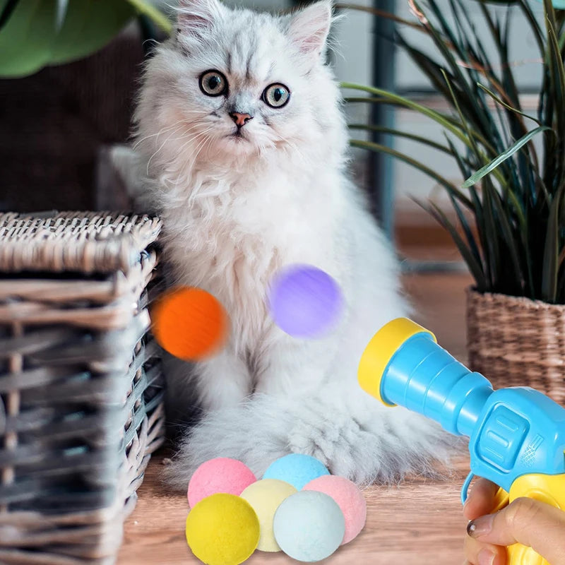 Interactive Cat Toy Mini Shooting Plush Ball