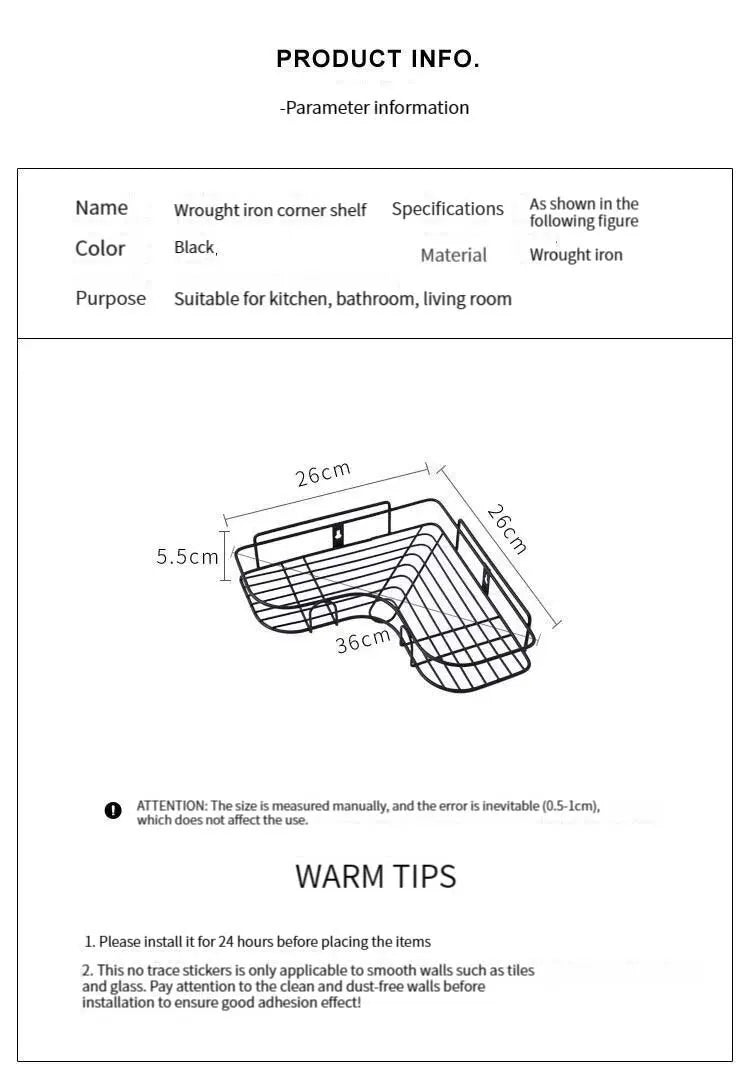 No-Drill Wall-Mounted Corner Shelf – Versatile Storage