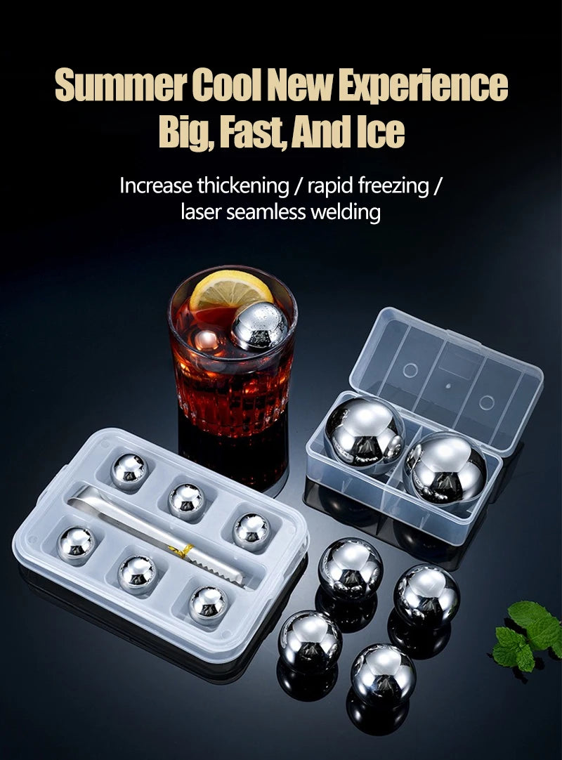 Reusable Stainless Steel Ice Cubes – Set of 2/4/8