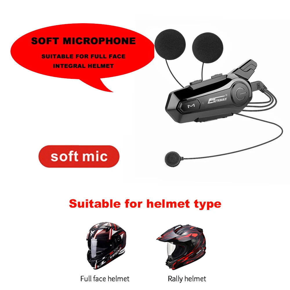 Bluetooth Motorcycle Helmet Intercom V5.3 1000M