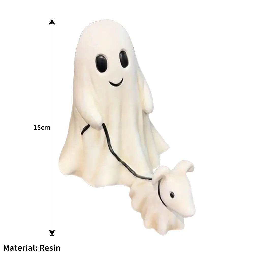 Halloween Ghost Walking Dog Resin Statue